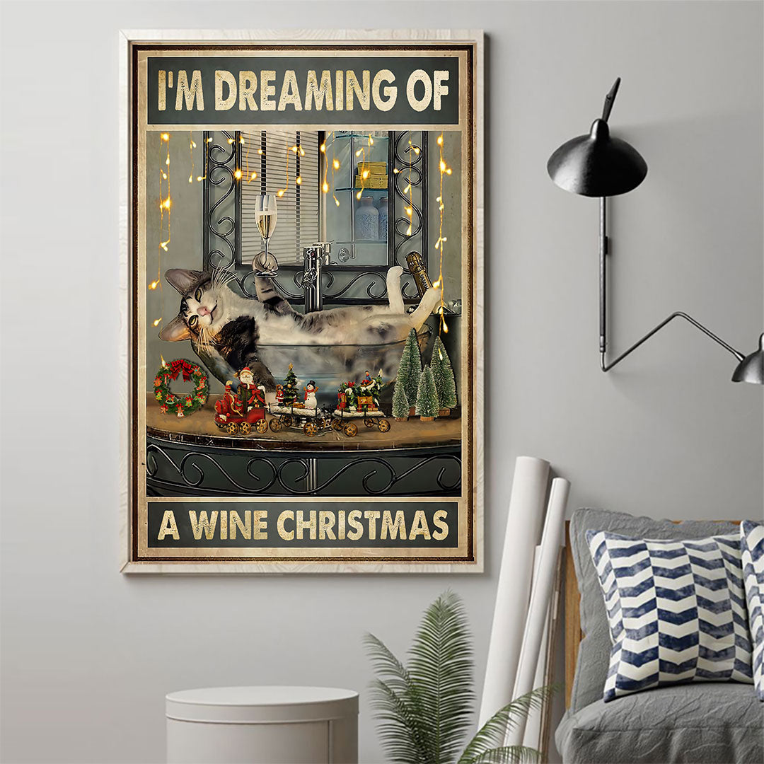 I'm Dreaming Of A Wine Christmas - Cat Poster