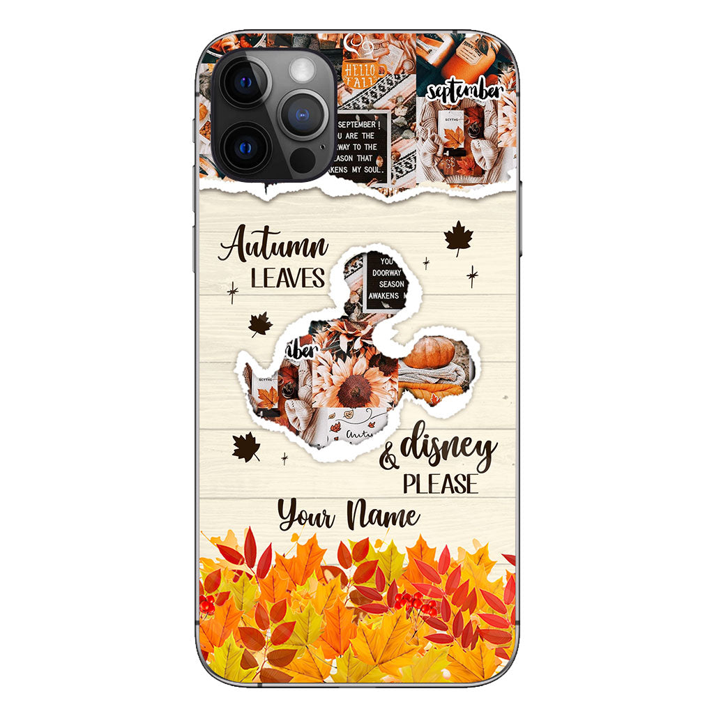 Autumn Leaves And Mouse Ears Please - Personalized Fall Mouse Phone Case