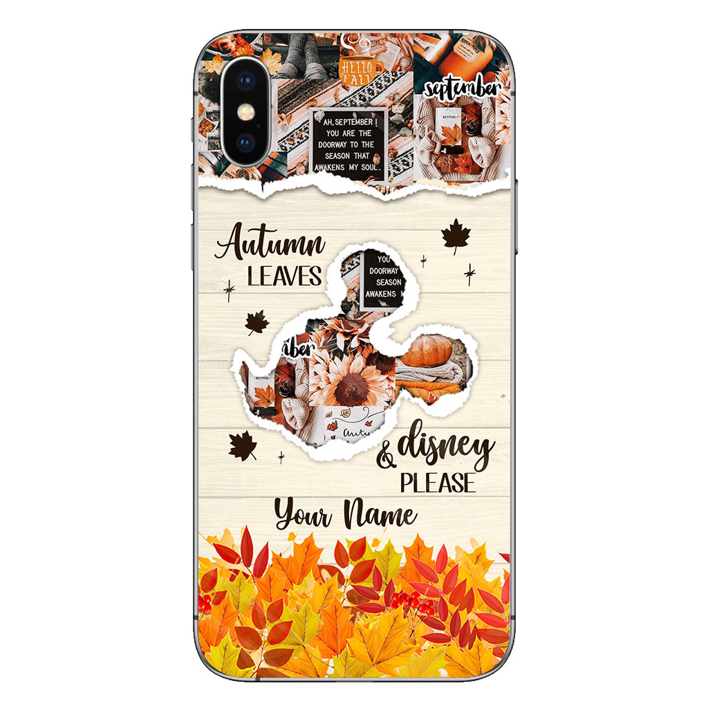 Autumn Leaves And Mouse Ears Please - Personalized Fall Mouse Phone Case