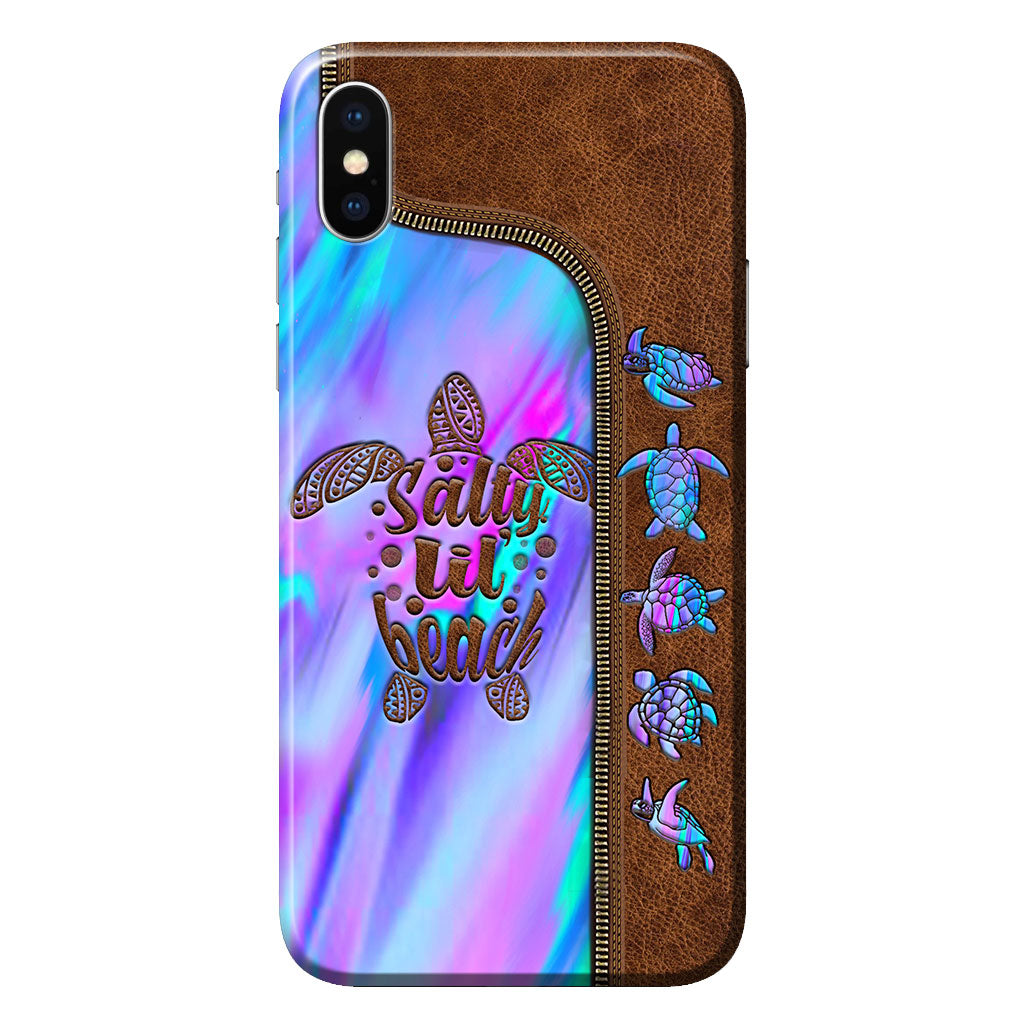 Salty Lil' Beach - Turtle Personalized Leather Pattern Print Phone Case