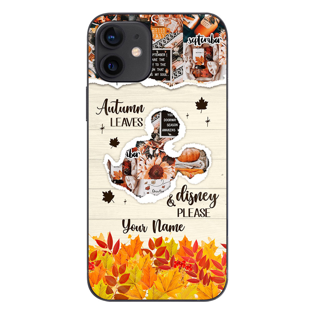 Autumn Leaves And Mouse Ears Please - Personalized Fall Mouse Phone Case