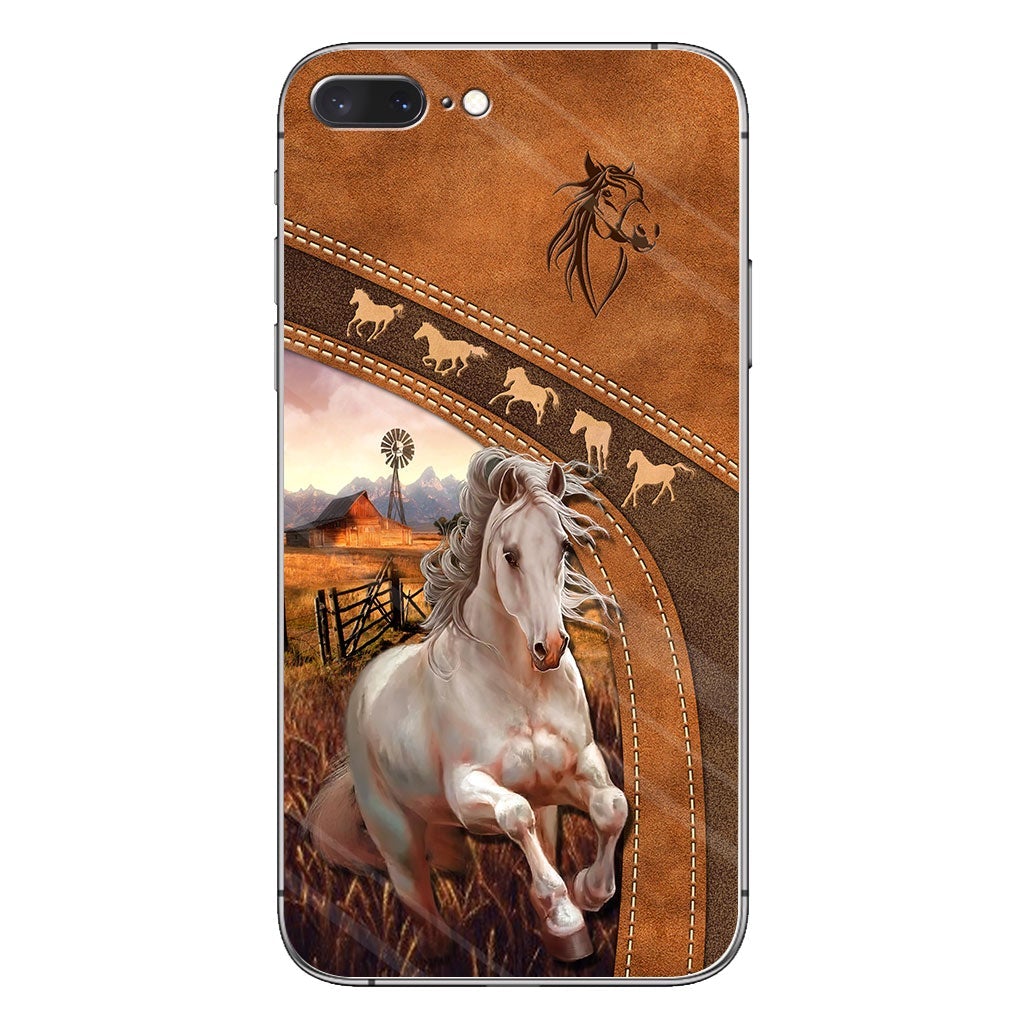 Horse Lovers - Personalized Phone Case With Leather Pattern Print