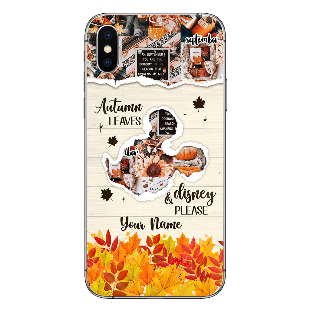 Autumn Leaves And Mouse Ears Please - Personalized Fall Mouse Phone Case