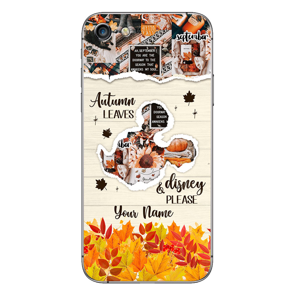 Autumn Leaves And Mouse Ears Please - Personalized Fall Mouse Phone Case