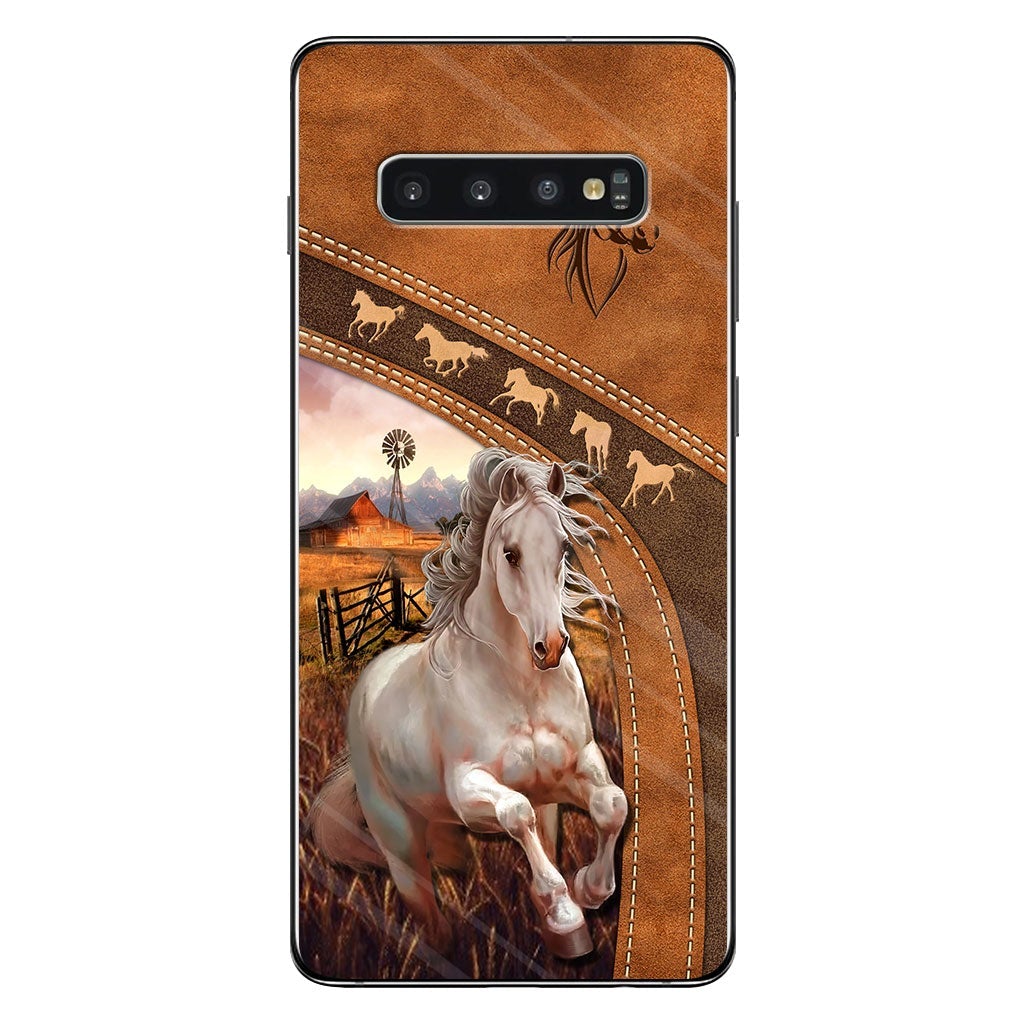 Horse Lovers - Personalized Phone Case With Leather Pattern Print