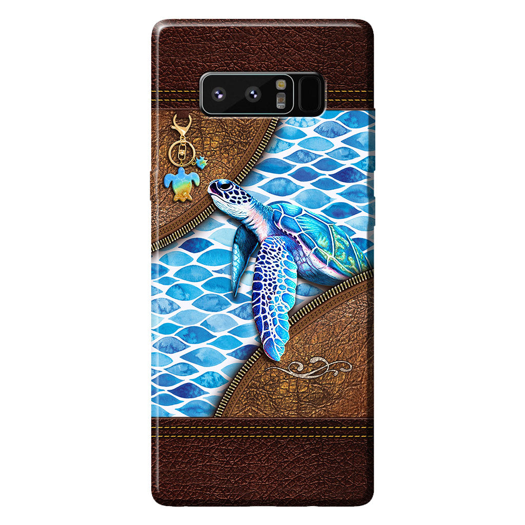 Salty Lil' Beach - Turtle Personalized Leather Pattern Print Phone Case