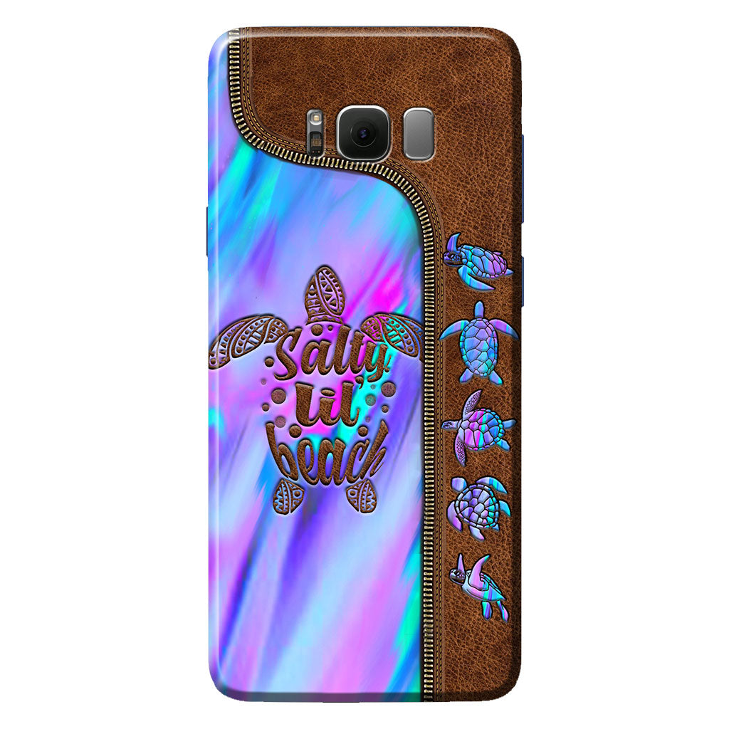 Salty Lil' Beach - Turtle Personalized Leather Pattern Print Phone Case