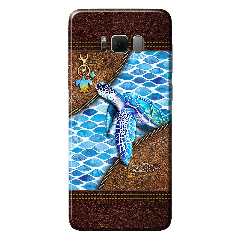 Salty Lil' Beach - Turtle Personalized Leather Pattern Print Phone Case