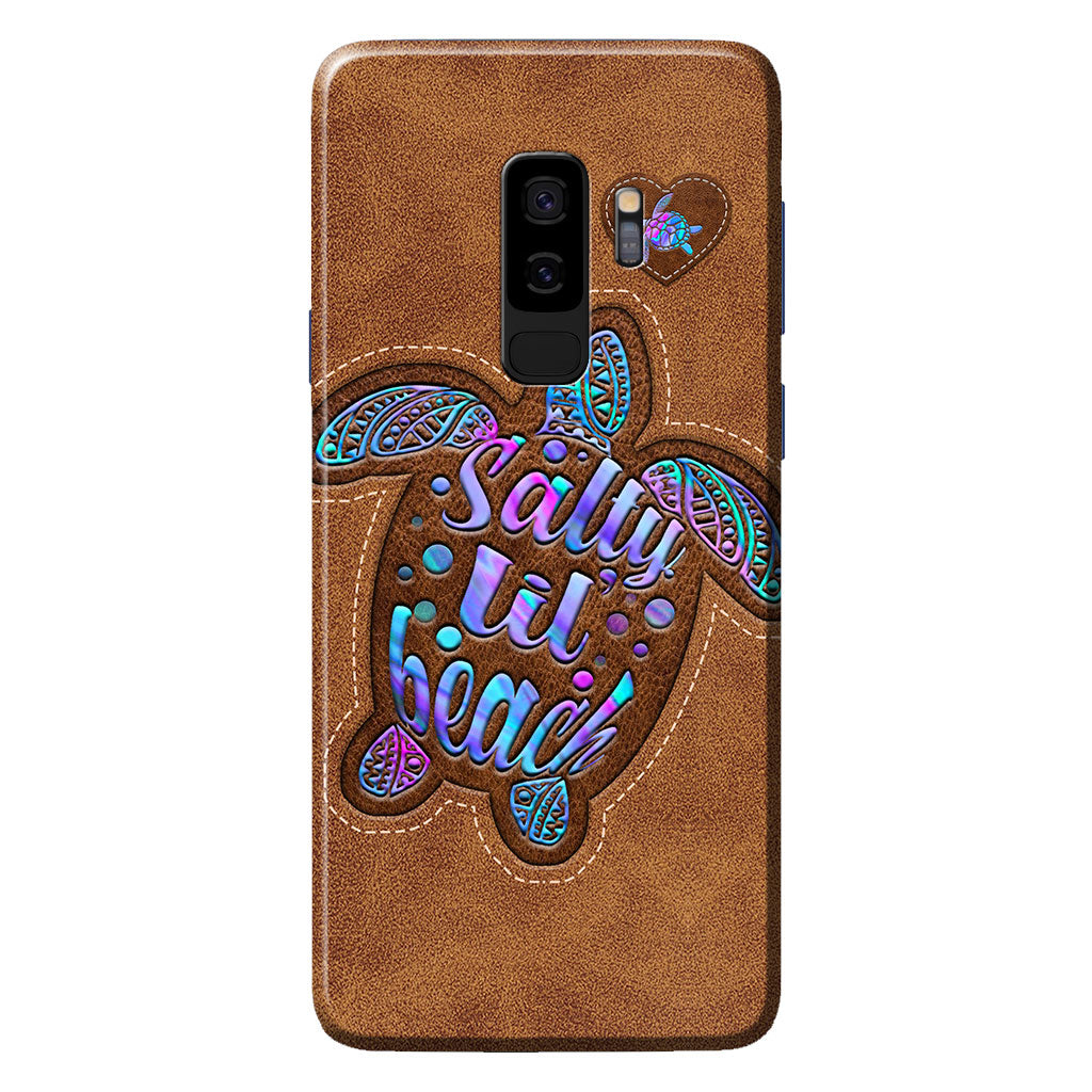 Salty Lil' Beach - Turtle Personalized Leather Pattern Print Phone Case