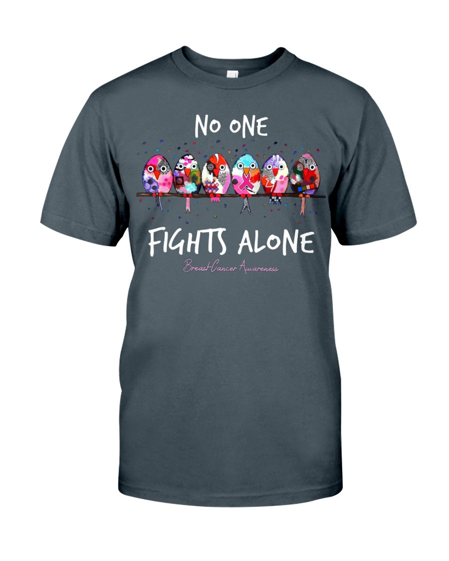 No One Fights Alone - Breast Cancer Awareness T-shirt and Hoodie 0822