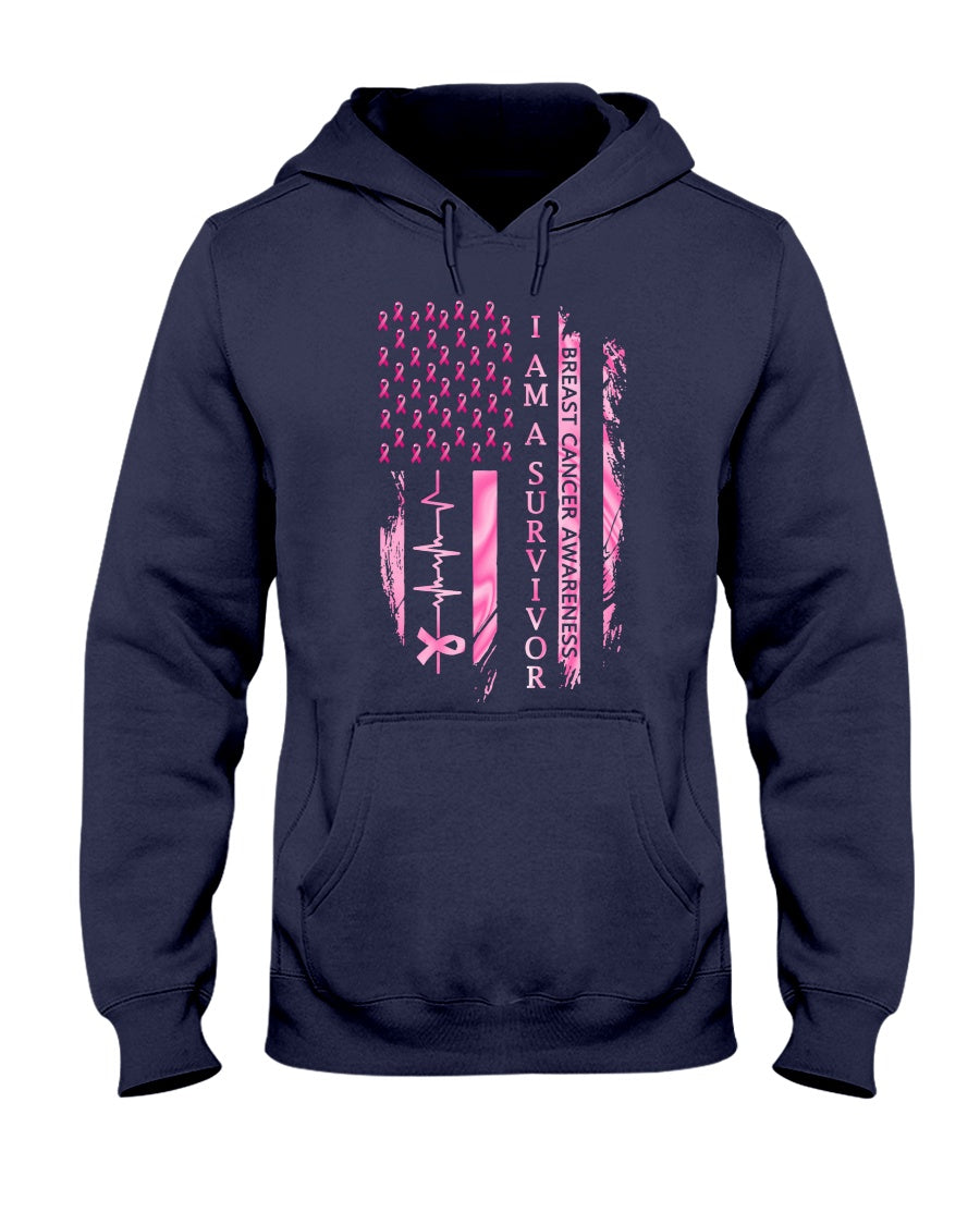 American Flag Breast Cancer Awareness - Breast Cancer Awareness T-shirt and Hoodie 0822