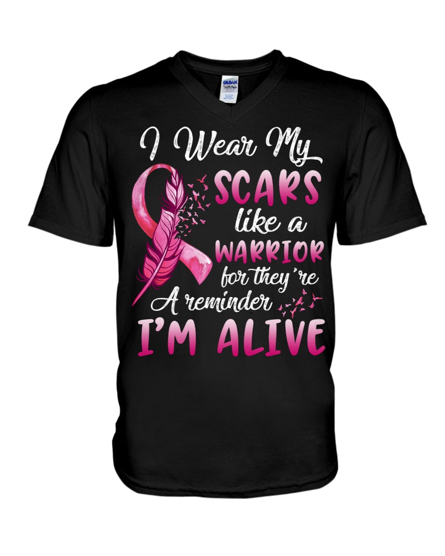 I Wear My Scars Like A Warrior - Breast Cancer Awareness T-shirt and Hoodie 0822