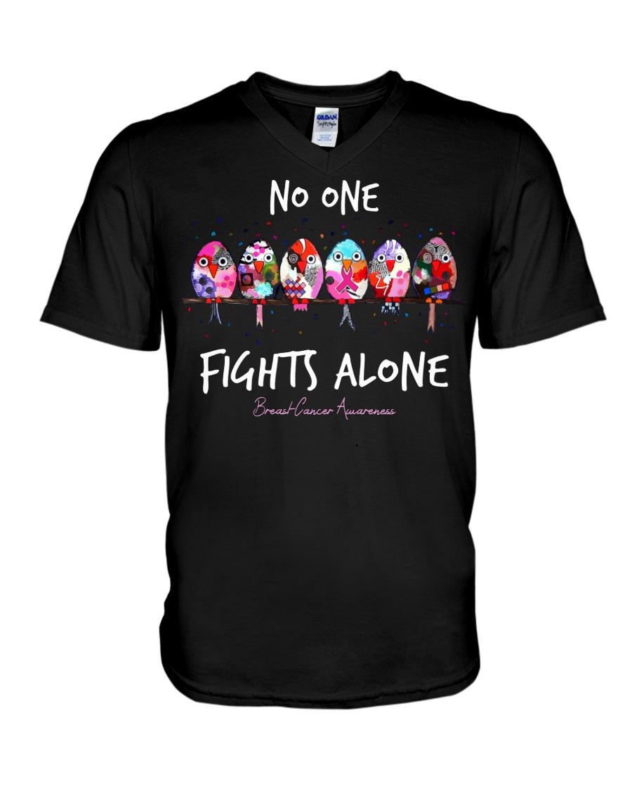 No One Fights Alone - Breast Cancer Awareness T-shirt and Hoodie 0822