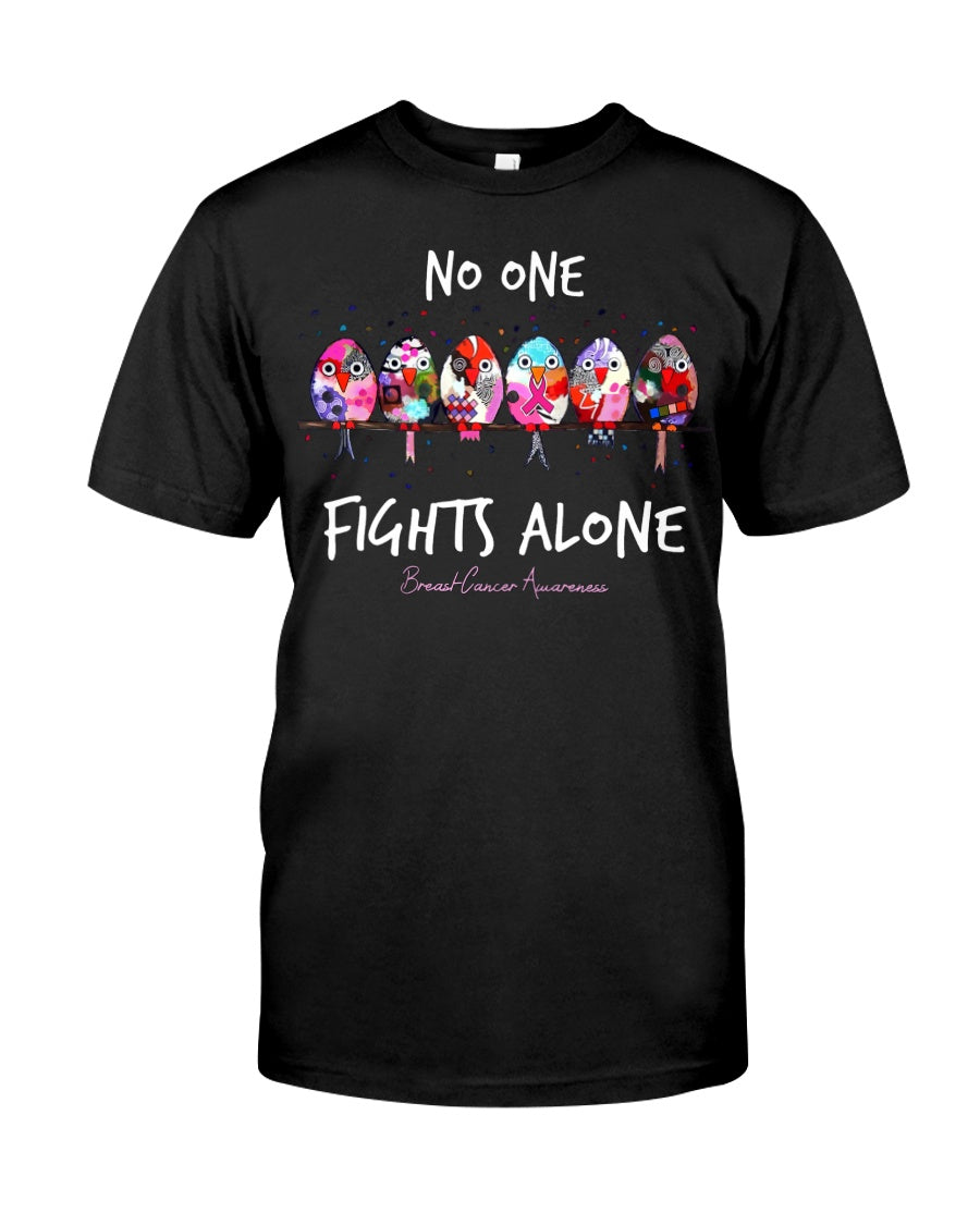 No One Fights Alone - Breast Cancer Awareness T-shirt and Hoodie 0822