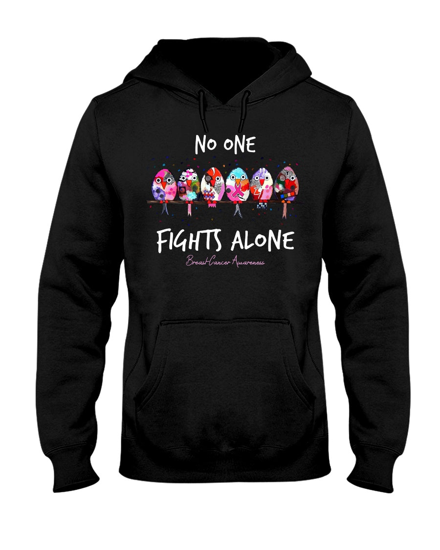 No One Fights Alone - Breast Cancer Awareness T-shirt and Hoodie 0822