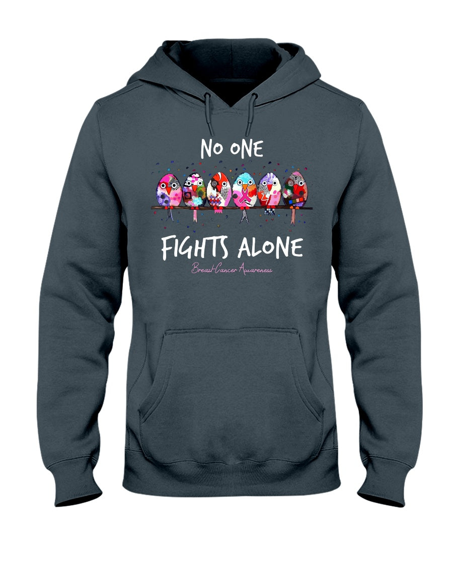 No One Fights Alone - Breast Cancer Awareness T-shirt and Hoodie 0822