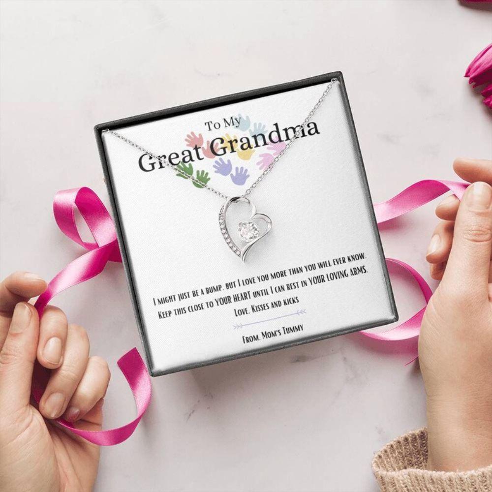 To My Great Grandma Gift For New Grandma Grandma To Be Gender Reveal Gift - Grandma Forever Love Necklace 0921