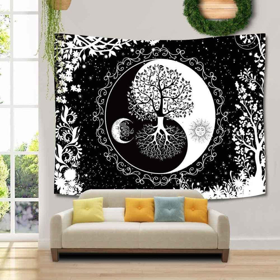 Wicca Sun Moon Tree Of Life - Witch Wall Tapestry 0822