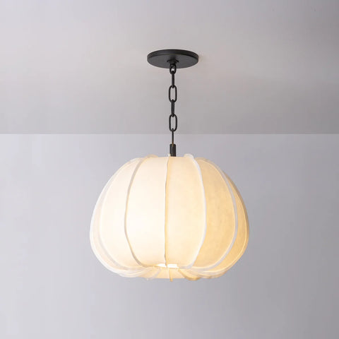 Bayu paper pleated pendant on a grey background