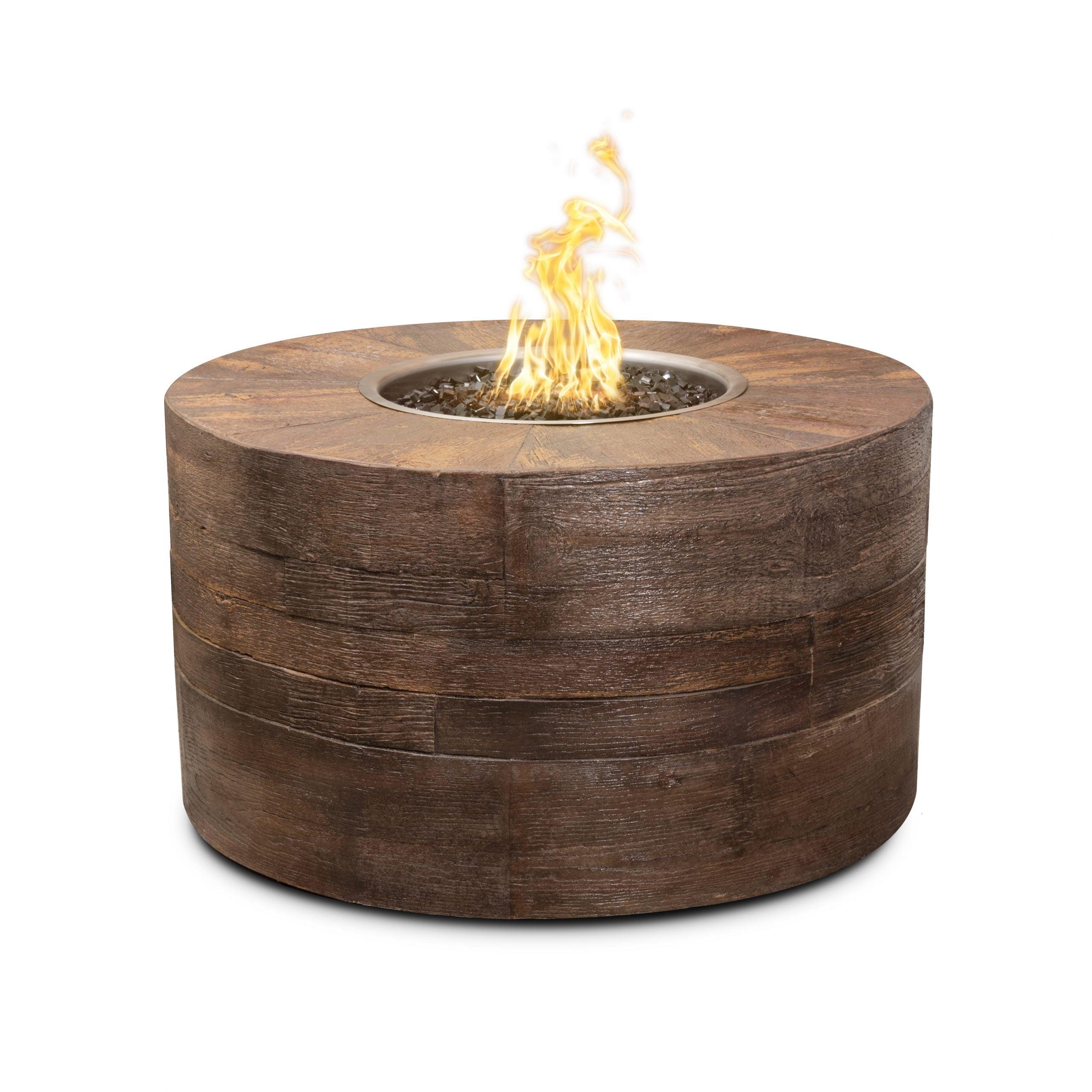 Sequoia Woodgrain Concrete Fire Pit 42" - Match Lit