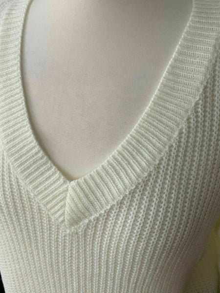 SHEIN Knit Sweater Striped Arms Size S 8 / 10 V-Neck Preppy Jumper 2