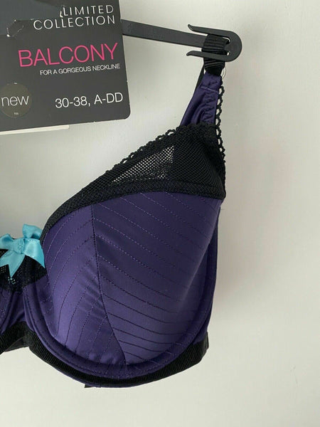 M&S Limited Collection Balcony Bra Purple Black RRP £18 34D, 36D, 32DD, 34DD 2