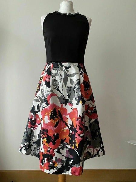 Anna Field A-Line Dress Size 10 / 38 Contrast Black White Pink Jewelled Neckline 0