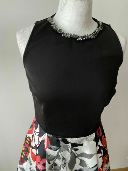 Anna Field A-Line Dress Size 10 / 38 Contrast Black White Pink Jewelled Neckline 2
