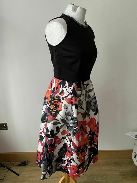 Anna Field A-Line Dress Size 10 / 38 Contrast Black White Pink Jewelled Neckline 3