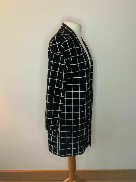 Girls SHEIN Open Front Coatigan Jacket Age 11 - 12 Black White Grid Check 2