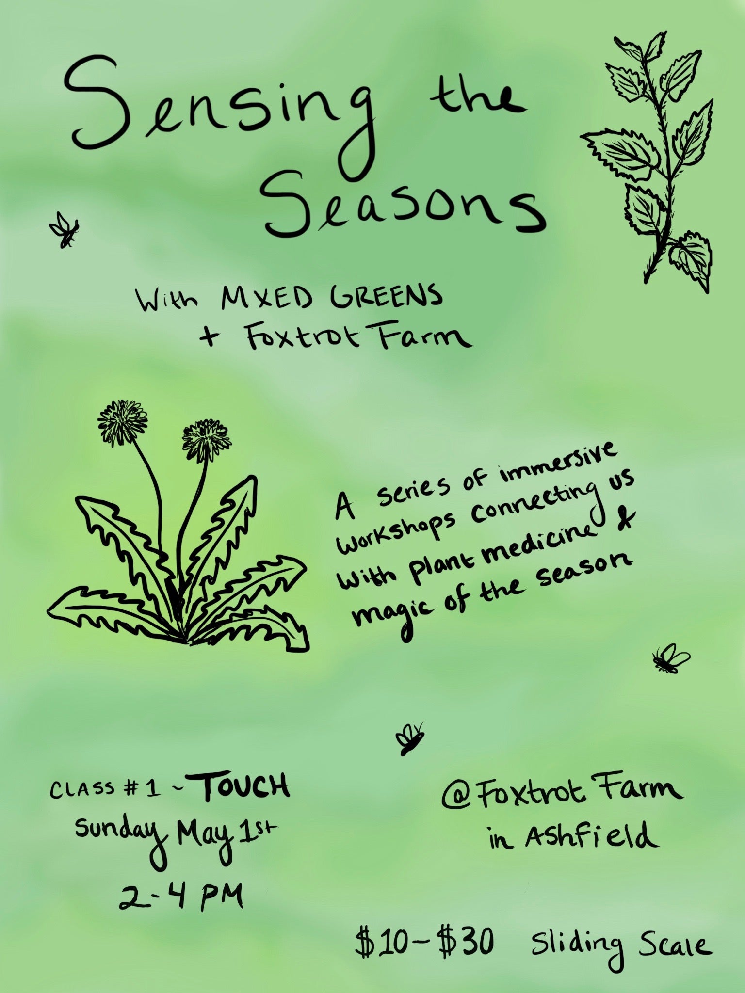 Sensing the Seasons workshop with MXED GREENS & Foxtrot Farm on Sun May 1st 2-4pm