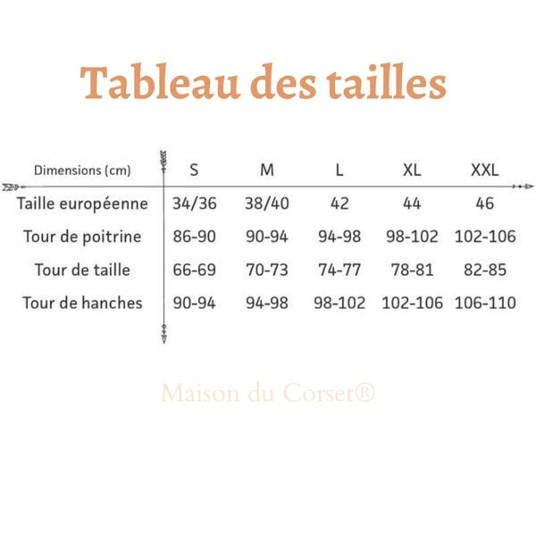 tableau des tailles bustier