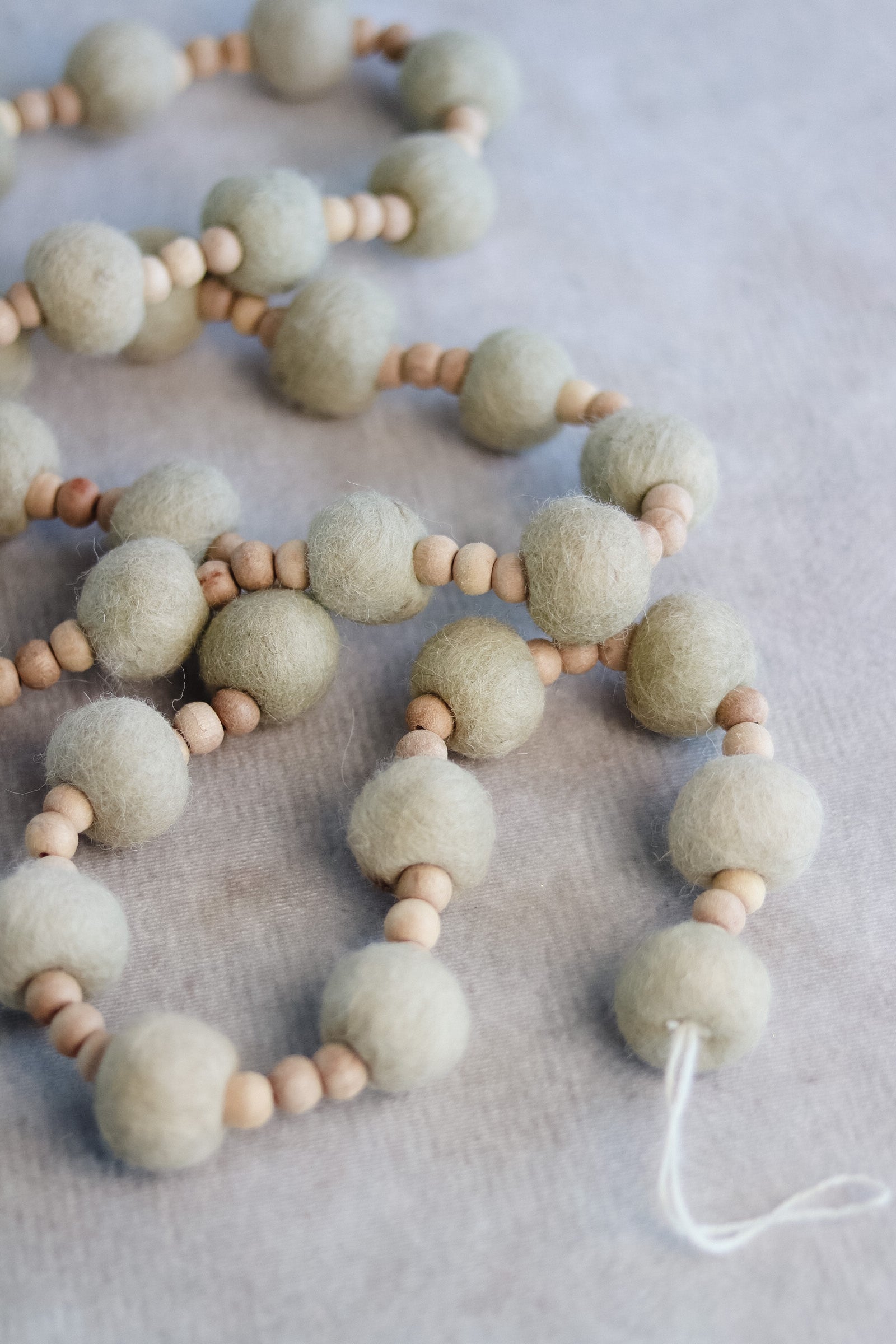 Handmade Wool Felt Ball & Plastic Bead Garland
