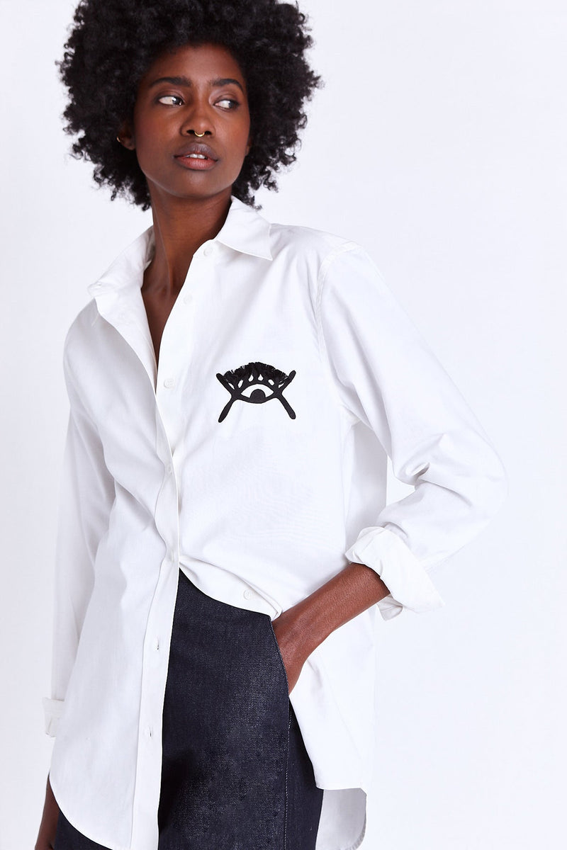 boyfriend shirt with abode santann embroidery – Asantii