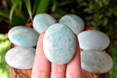 Amazonite Worry Stone for crystal healing (Pocket Palm Stone / Thumb Stone)