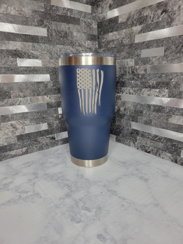 16oz-laser Engraved Distressed American Flag Graphic on a Yeti