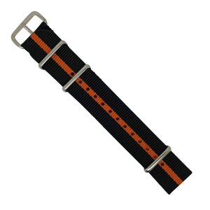 Premium Nato Strap in Black Orange with Polished Silver Buckle (18mm) - Nomad watch Works