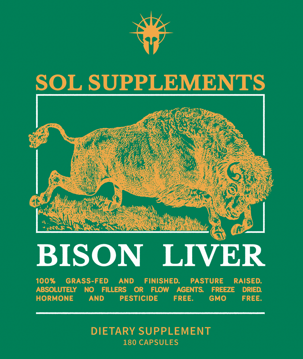 100% Grass Fed + Finished, Pasture Raised, Freeze-Dried Bison Liver Capsules