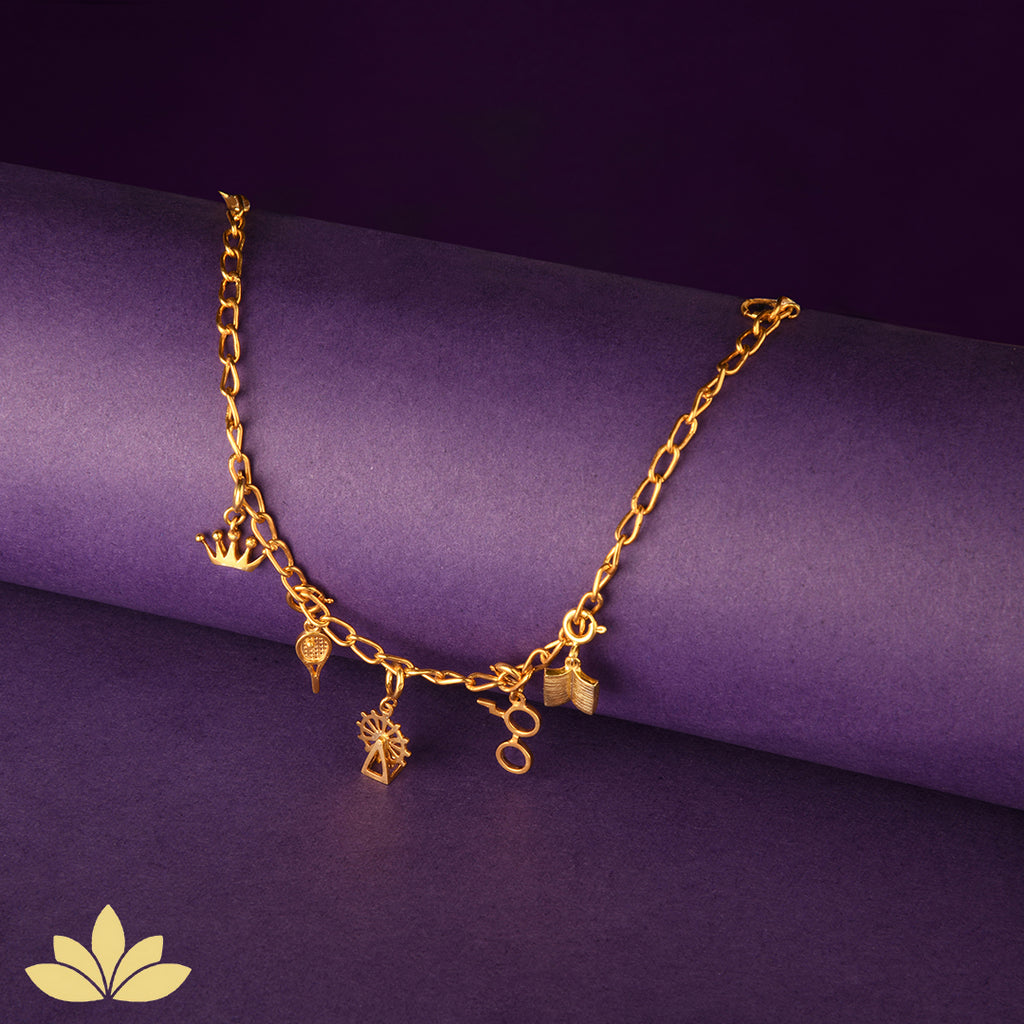 GNOCE Rose Gold Pleated Charm Bracelet Sterling India | Ubuy