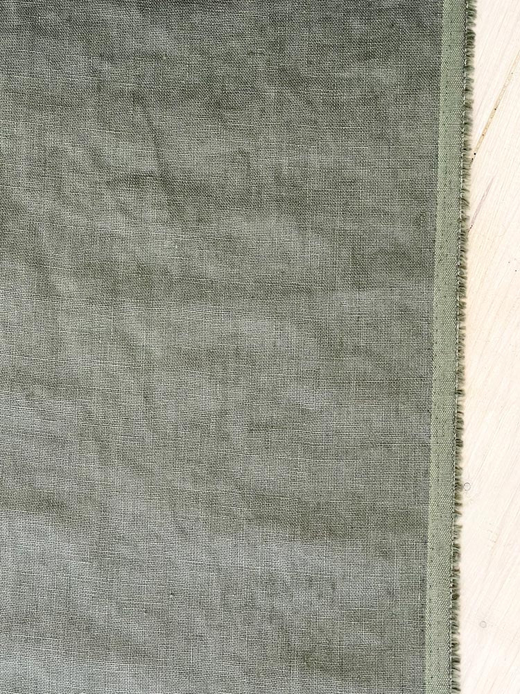 Moss Green Linen Fabric by Meter / Organic Linen Fabric / Pure