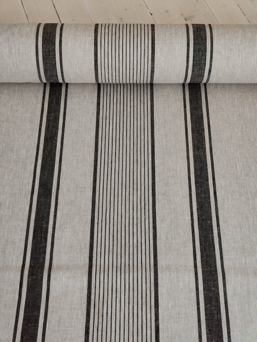 Linen Fabric Stripe Natural - Pattern fabrics - LinenMe