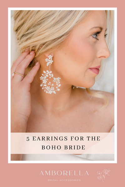 bride showing a pearl circle drop earring