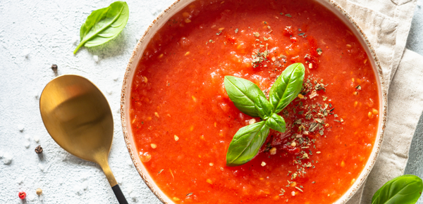 Tomato soup with spices and basil