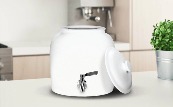 GEO Porcelain Ceramic Crock Water Dispenser - White