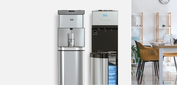 A Brio Water bottled cooler and bottleless cooler