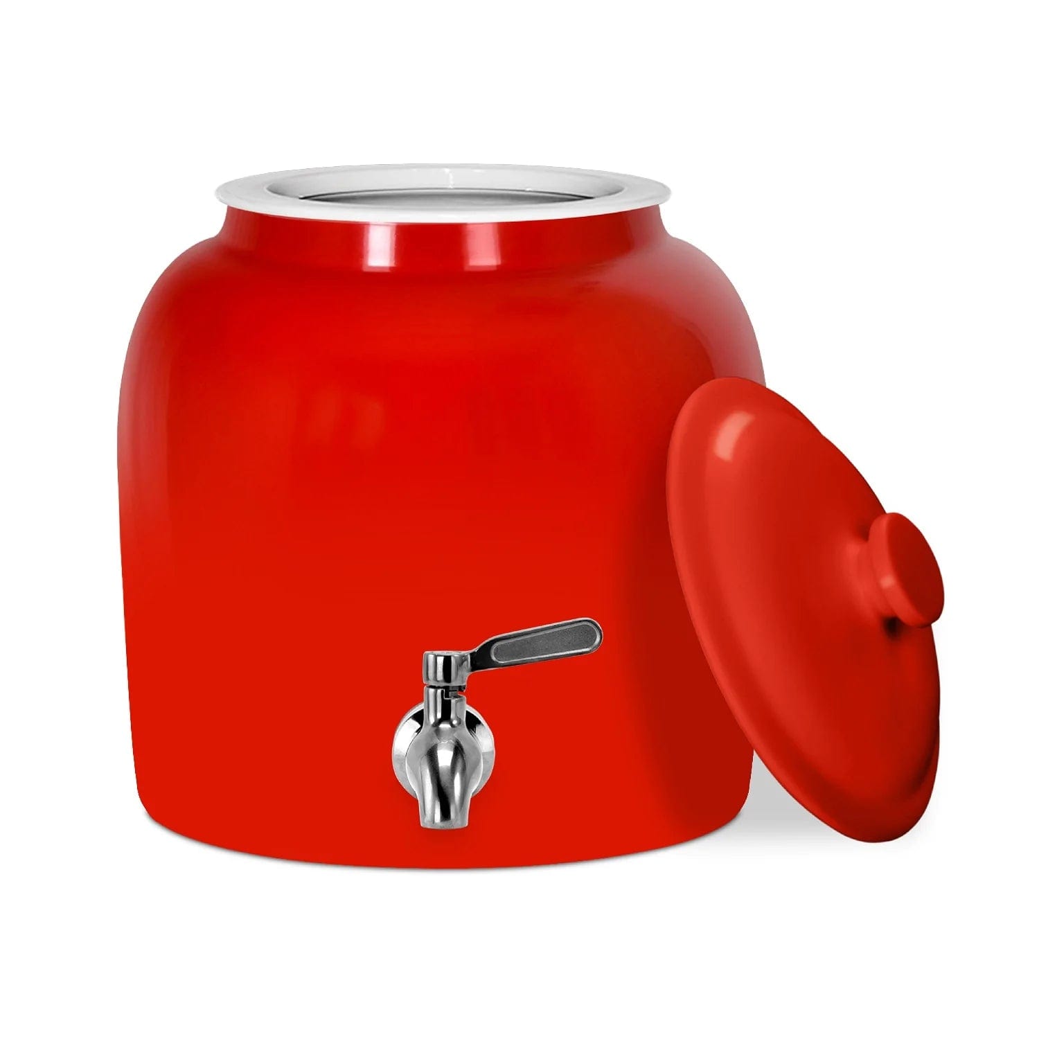 GEO Porcelain Ceramic Crock Water Dispenser - Red