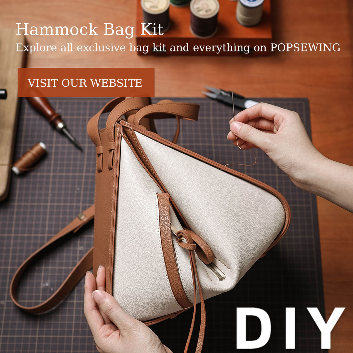 DIY hammock leather bag kit | Leather bag sewing project - POPSEWING™