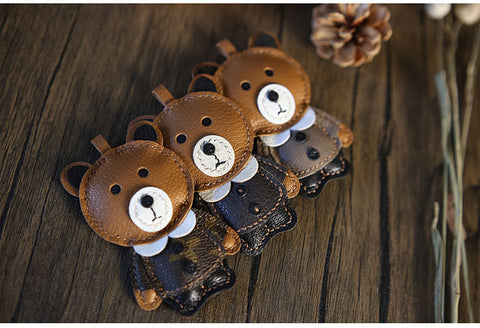 DIY keychain kit | Cute Brown Bear Leather Keychain - POPSEWING