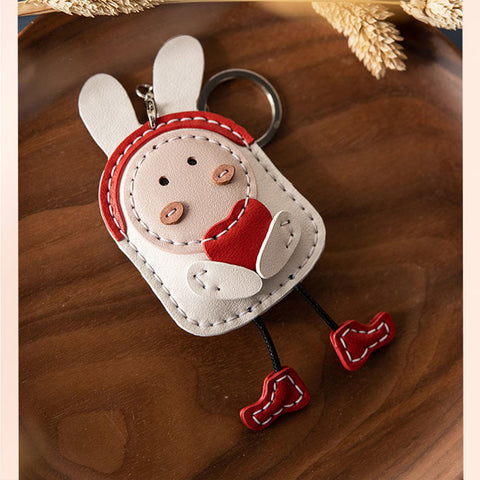 DIY Leather Handmade Kits of Rabbit Keychain | Semi-finished
