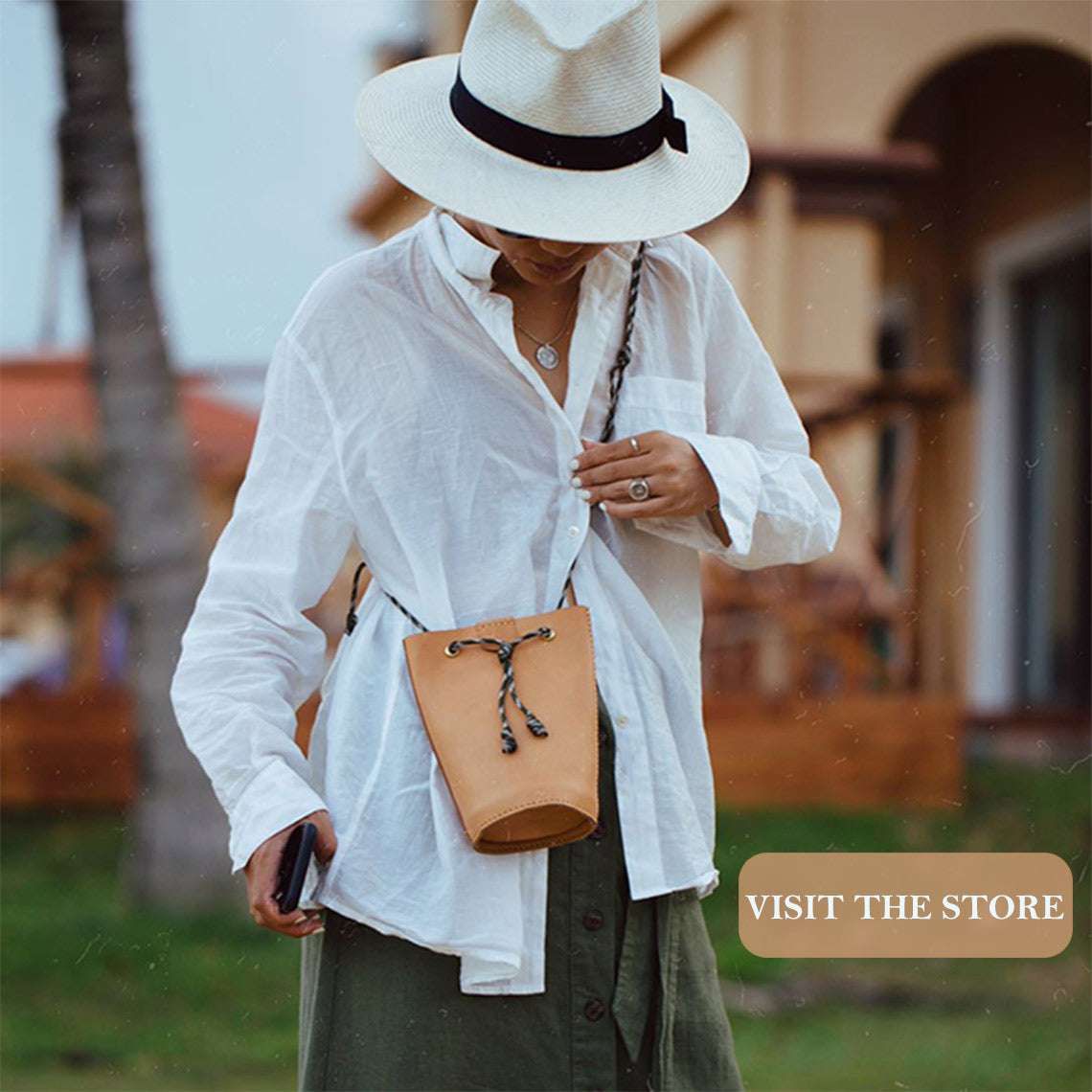 Vegetable tanned leather bucket bag kit | Genuine leather crossbody bag